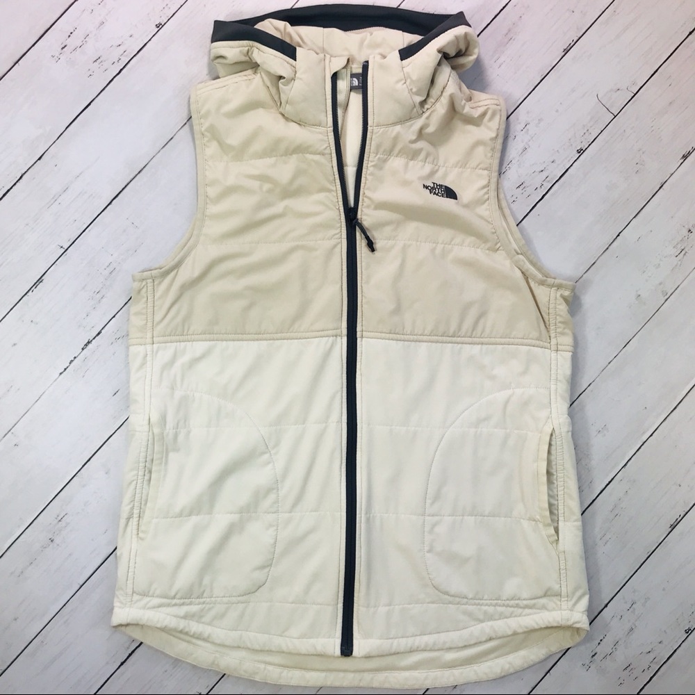 North Face lightweight cream hooded vest